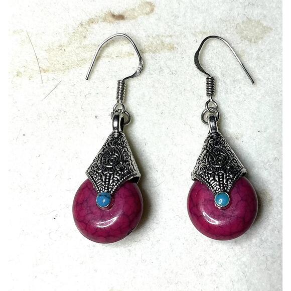 Jewelry - % Pink Turquoise  Earrings sterling